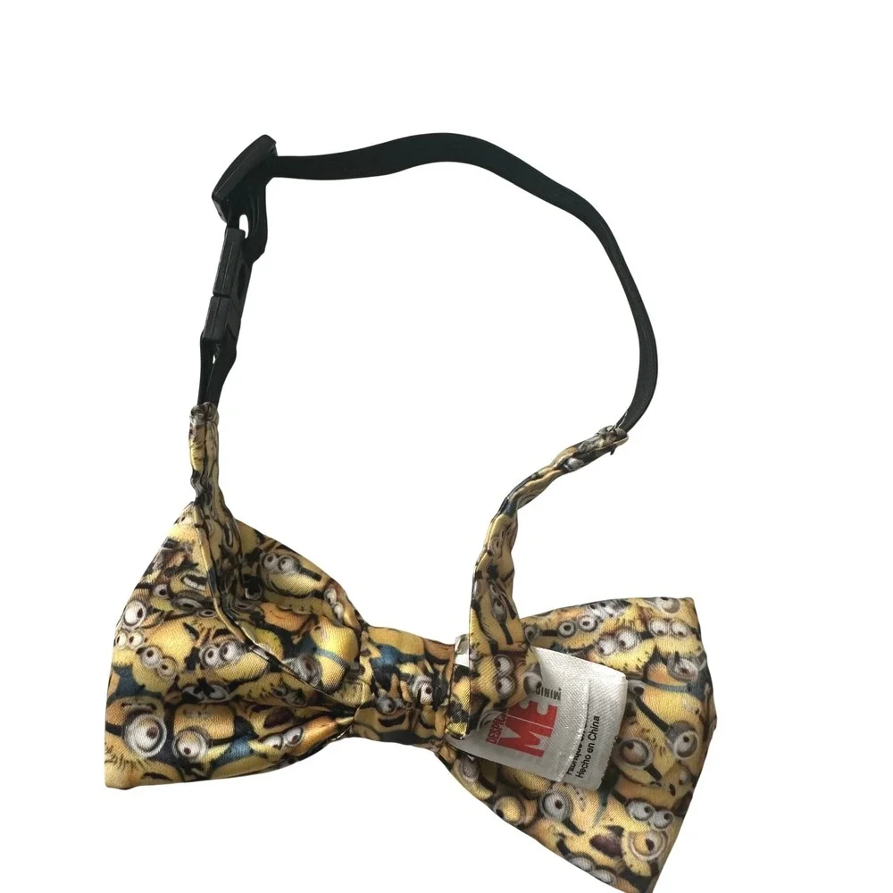 H&M Kids Despicable Me Minions Pre-Tied Bow Tie Yellow Print Adjustable